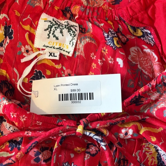 Called to Surf Citrus Lyon Floral Printed  Red Maxi Dress XL - Picture 5 of 5